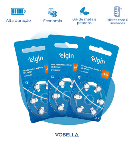 6pcs Bateria Para Aparelho Auditivo 1.45v Pr48 13 Elgin