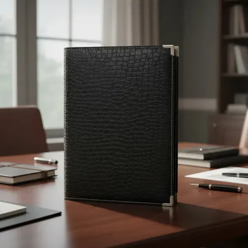 Pasta Catálogo Organizadora Luxo 50 Envelopes Grosso Croco Preto