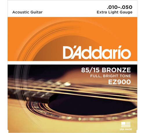 Encordado D'addario Guitarra Eléc/acustica Ez900 Cuerda 0.10