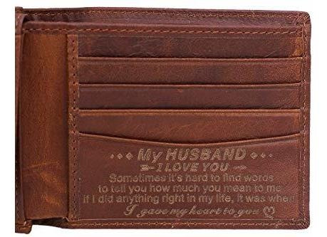 Mens Wallet Personalizado, Cartera De Cuero Bifold Ckphr