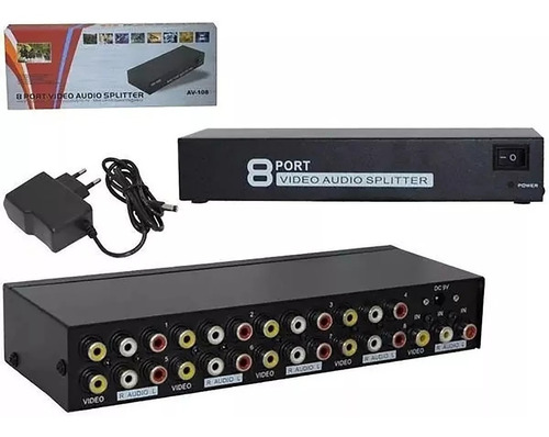Distribuidor Rca Audio Video Composto 1x8 Splitter Estereo
