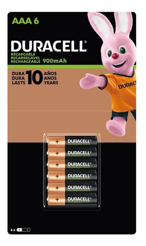 Pilas Recargables Duracell Aaa Paquete C/ 6 Pilas