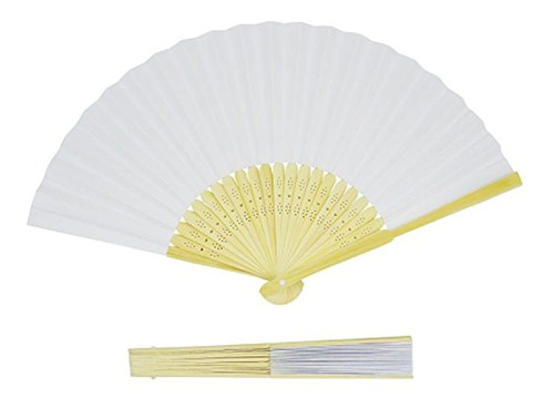 10 paquetes Blanco Bambú Plegable Ventilador