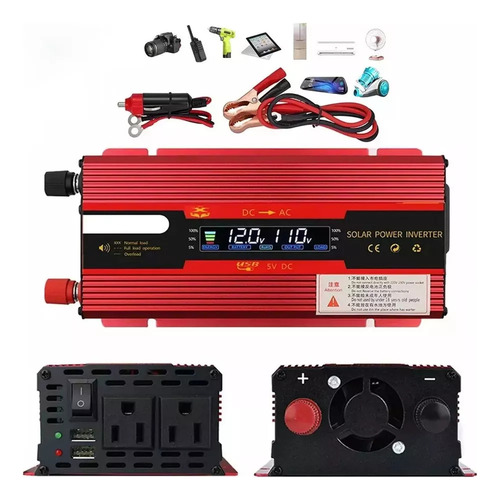 Convertidor De Potencia Inversor Para Auto 4000w Dc12v-a110v Adecuado Para Viajes Deportivos Al Aire Libre.