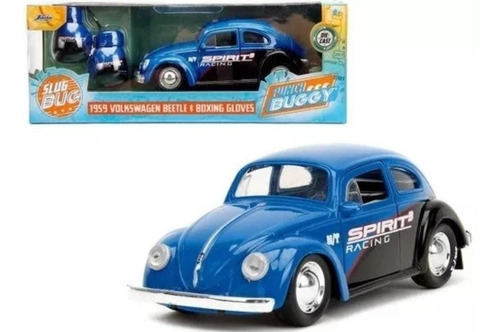 Jada Volkswagen Vocho Beetle 1959 + Guantes De Boxeo 1/32 Color Azul