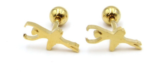 Aretes Acero Dorado Broquel Dormilon Bailarina Ballet 