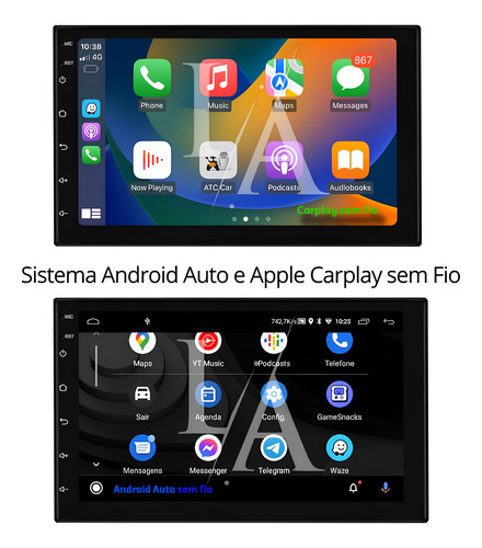 Kit Multimidia Captiva Android 13 Carplay + Moldura E Câmera
