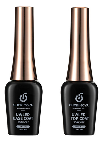 Set De Pack Base Y Top Coat De Gel De Vidrio 2pcs Cherimoya