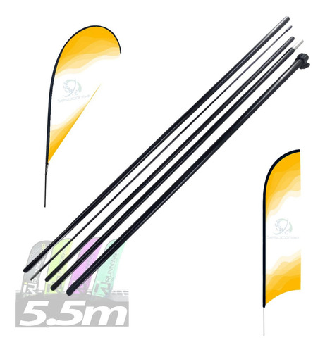 Asta De Bandera 5.5m + Base Estructura Cruceta + Pivote