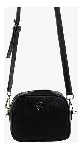 Cartera Heyas De Mujer De Cuero Zapo Negro Lisa Níquel Negro