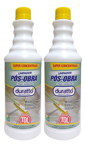 Kit 2 Limpador Pós Obra 1l Duratto Para Cerâmicas Azulejo