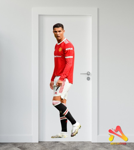 Vinilo Pared Puerta Cristiano Ronaldo Manchester Tamaño Real