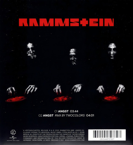 Rammstein Angst Single Disco Cd