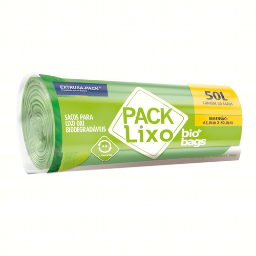 Saco para Lixo Verde 50l Pack Lixo Bio Bags 30 Unidades