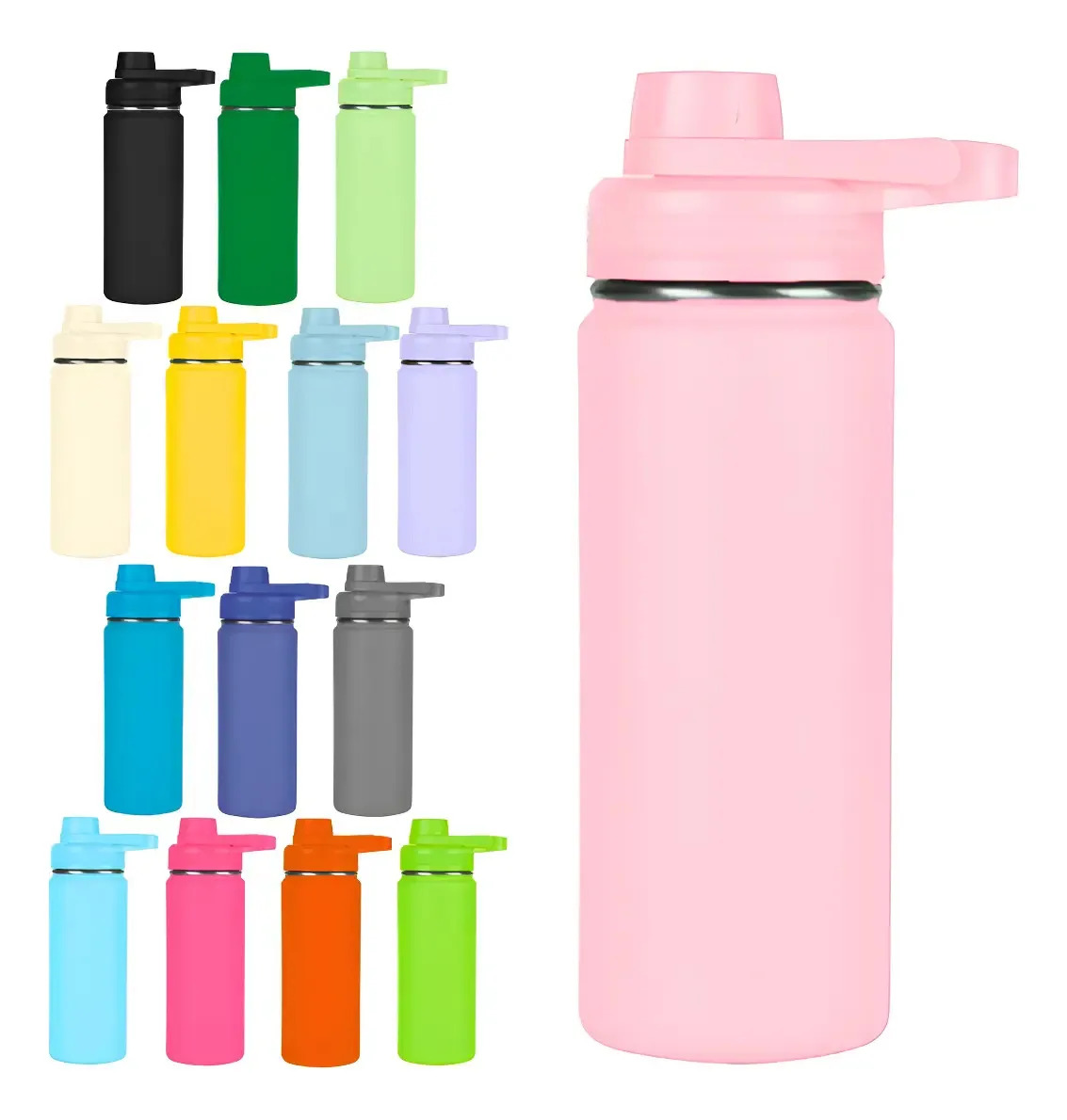 Garrafa Térmica Agua Aço Inox 600ml Academia Fitness Treino Cor Rosa