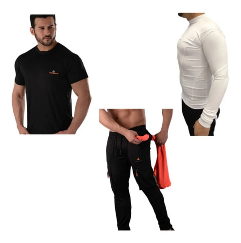 Camiseta Térmica Hombre B+ Pantalón Cargo + Remera Deportiva