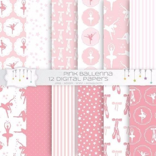 Kit Imprimible   Bailarina Pink  - 12 Fondos