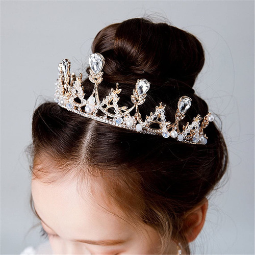 Niñas Oro Tiara Princesa Corona Diadema Rhinestone Pelo