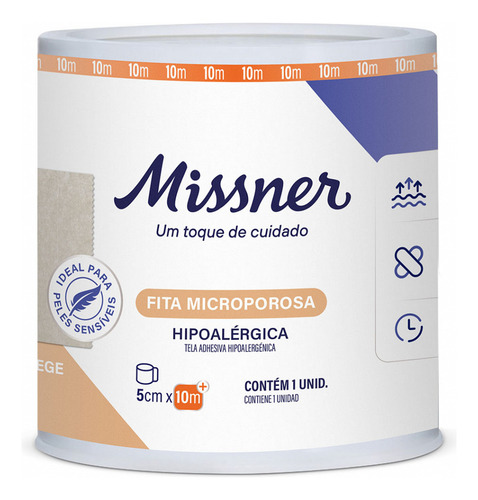 Fita Micropore Missner 5cm X 10m Bege Para Auricoloterapia