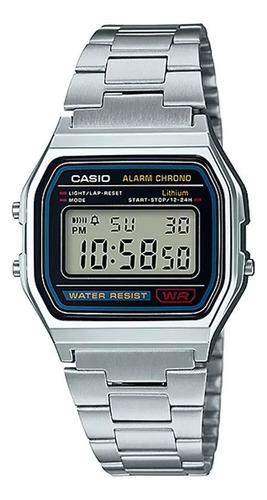 Reloj Casio A158wa Digital Caballero Vintage Clasico 100% Plateado Plateado Gris