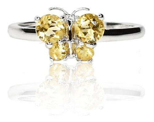 Anillo Citrine Mariposa Design - Oro Blanco - Freewatch