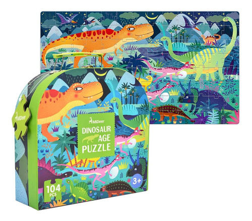 Rompecabezas Puzzle 104 Piezas Dinosaurios Maleta Mideer