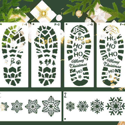 Estênceis De Natal Para Pintar Pegadas De Papai Noel No Chão