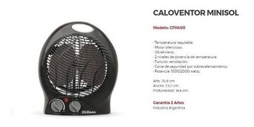 Calefactor Eléctrico Caloventor Liliana Cfh400 Minisol 220 V