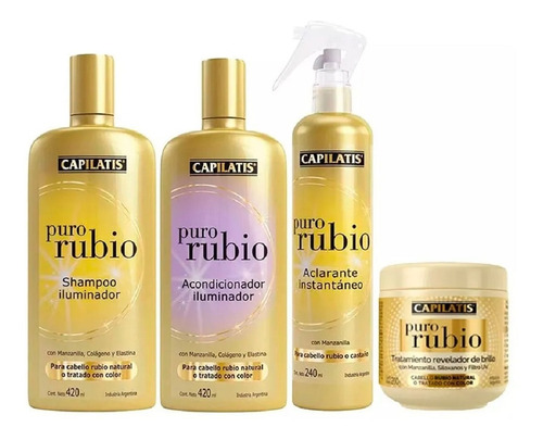 Kit Capilatis Puro Rubio Shampoo + Acond + Trat + Aclarant