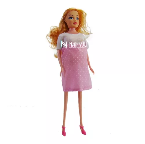 Boneca Gravida E Bebê Filhinha Loira Vestido Rosa : :  Brinquedos e Jogos