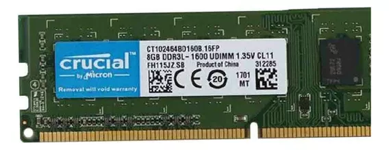 Memoria Ram Hp Crucial Ddr3l 8gb 1600 Ct102464bd160b