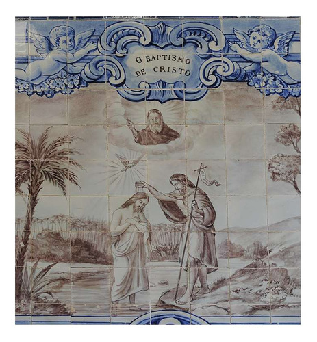 Vinilo 20x20cm Azulejos Obra Religion Dios Arte En Pared