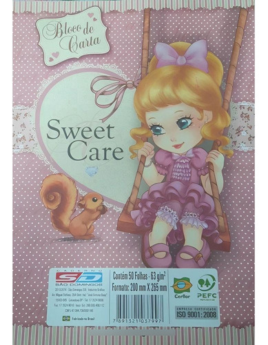 Papel Carta Sweet Care 50folhas - São Domingos