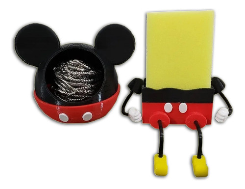 Combo Porta Esponja Mickey Mouse Micky Disney 3d Esponjero