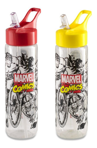 Garrafa Plastica Marvel Comics Fliptop 700ml.