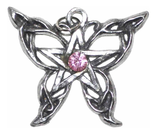 Colgante Pentagrama Mariposa - Swarovski Rosado - Estaño
