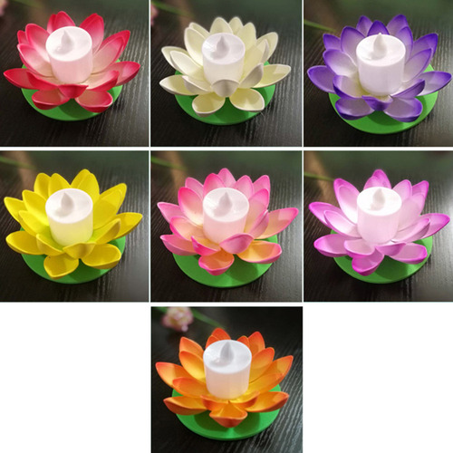 Lámpara Flotante Artificial Con Forma De Flor De Loto, 6 Uni