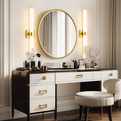 Lámpara Led De Pared Moderna Para Espejo De Baño Interiores Estructura Dorado