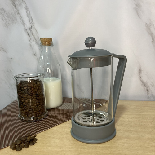 Cafetera Prensa Con Embolo 600 Ml Vidrio A Presión Café Prensa Francesa Plateada