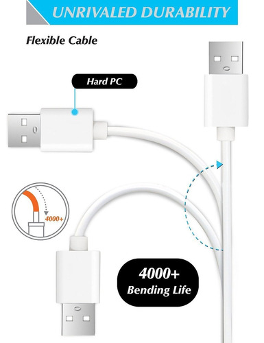 Usb Al Cable Micro Usb, 3pack 6 Ft Fast Charge Largo Del Usb