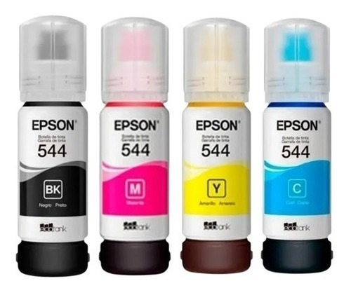 Kit 4 Tinta Epson T544 Eco-tank L1110 L3110 L3150 Cmyk