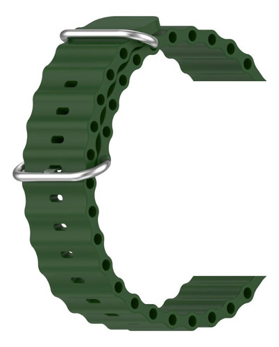 Pulseira Smartwatch Compatível Apple Watch Silicone Oceano Cor Verde Militar 42 Ao 49mm