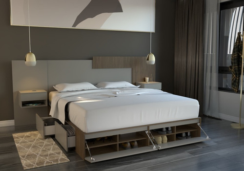 Imagen 7 de 10 de Box De Cama Con Cajonera + Zapatero Base Somier 1,80/ 2,00 M