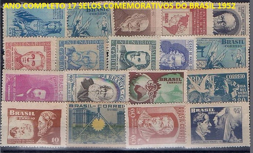 1952 Ano Completo 16 Selos Comemorativos + Hansen Mint