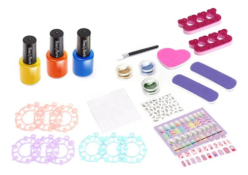 Set De Belleza Infantil Nail Art Con Esmaltes Y Accesorios