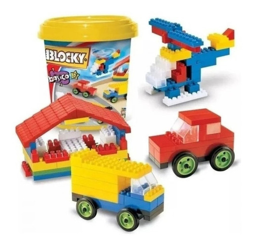 Balde Blocky Básico 3 Amarillo 200 Piezas Bloques 