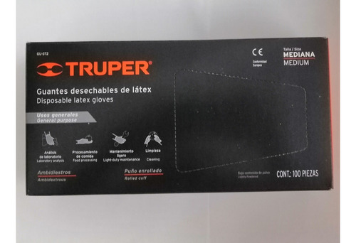 Caja Guantes Desechables Látex Mediano 100 Pzas Ambidiestro