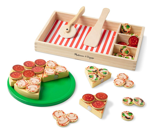 Juego De Comida Pizza Play De Madera Melissa & Doug Con 36 C