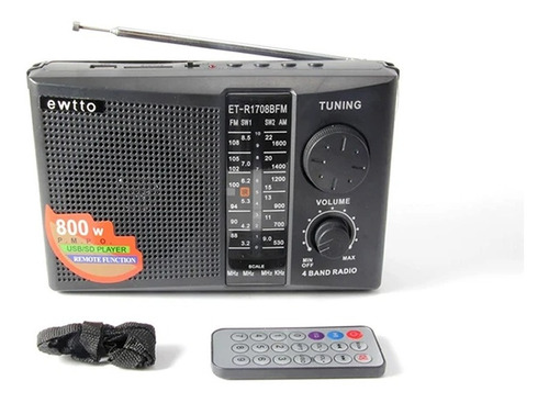 Radio Am Fm Usb Sd Ac Recargable Pilas Control Et-r1708bfm