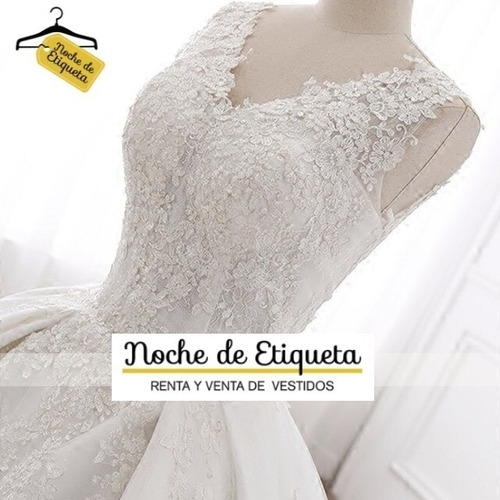 Imagen 3 de 5 de Vestido De Novia Corte Princesa Escote V Organza/encaje